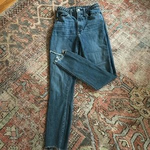 Abercrombie high rise super skinny ankle raw hem braided waist band CURVE LOVE